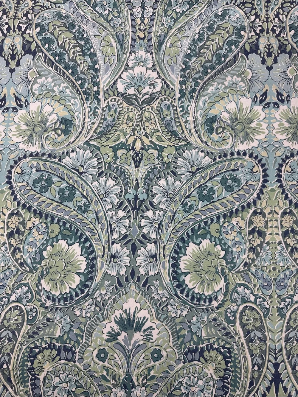 Pottery Barn Caesarea Paisley Euro Sham Sage Green Blue 100% Cotton